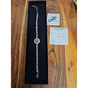 Joan Boyce Bracelet Evil Eye Angel Eye Talisman Silver Tone Blue Rhinestone